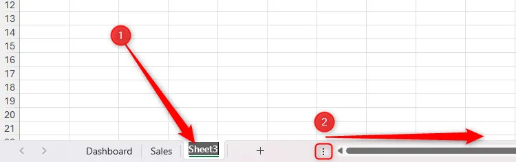 Người dùng đang đổi tên trang tính trong Excel và kéo rộng khu vực tab để hiển thị tên dài hơn.