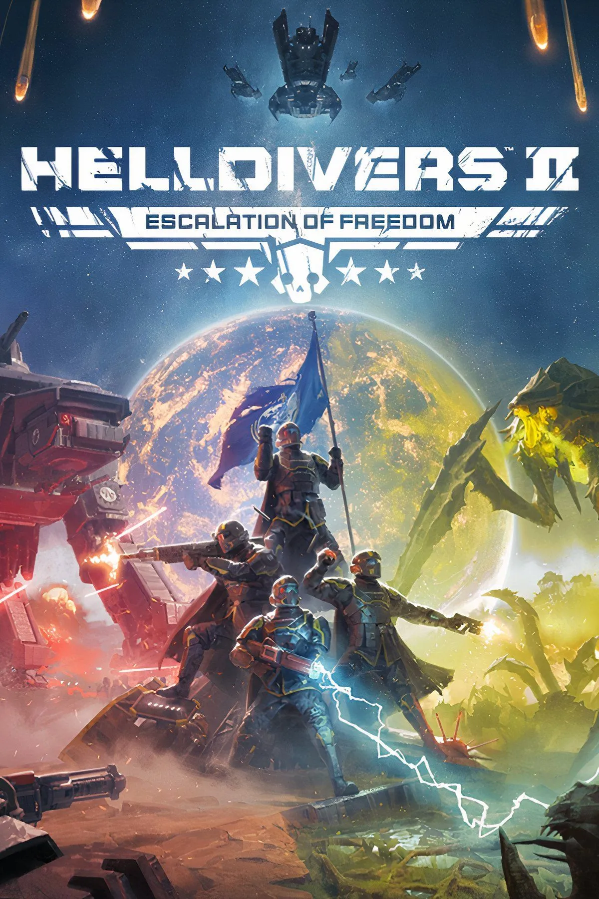 Người lính Helldiver từ Helldivers 2 trong trận chiến khốc liệt, minh họa sự chuyển đổi từ góc nhìn từ trên xuống sang góc nhìn thứ ba, mang lại trải nghiệm chiến đấu bùng nổ.