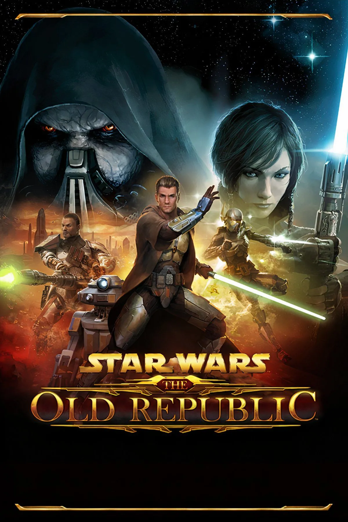 Nhân vật người chơi và đồng đội Jedi trong Star Wars: The Old Republic, thể hiện trải nghiệm RPG nhập vai.