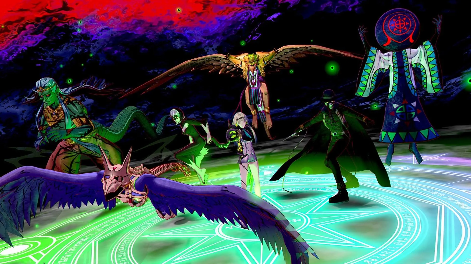 Nhân vật Ringo cùng các ác quỷ trong Soul Hackers 2, một spin-off nổi bật của Shin Megami Tensei.