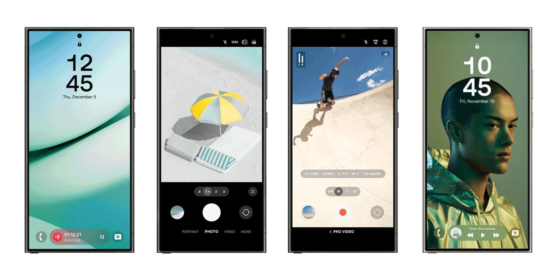 Nhiều màn hình khác nhau hiển thị giao diện One UI trên Galaxy S25.