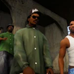 Nhóm nhân vật Grove Street trong Grand Theft Auto: San Andreas – The Definitive Edition, minh họa chất lượng đồ họa được cải thiện bởi Rockstar Australia