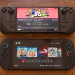 So sánh kích thước thực tế giữa máy Steam Deck OLED và Nintendo Switch 2.