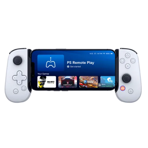 Tay cầm chơi game Backbone One PlayStation Edition kết nối với điện thoại Android và hiển thị ứng dụng Backbone