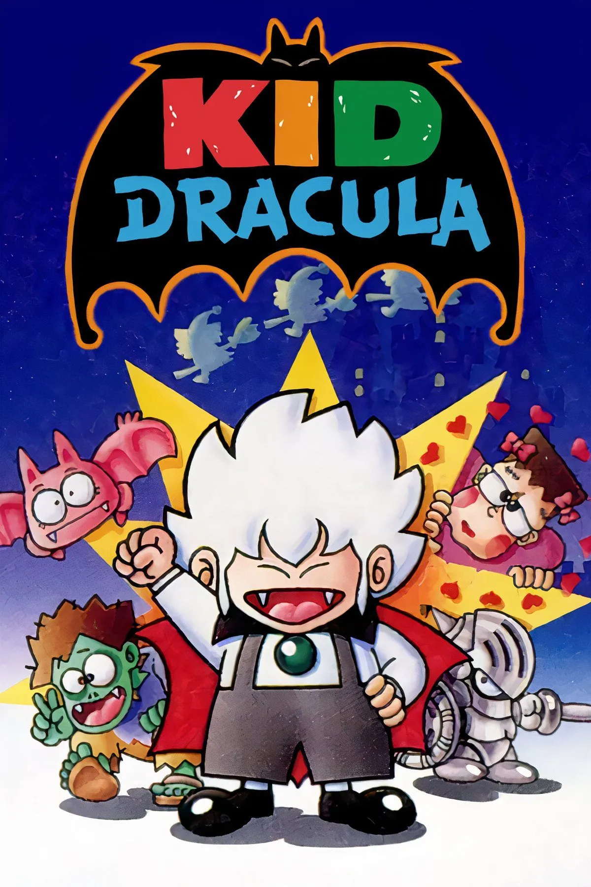 Tổng hợp các cảnh chơi Kid Dracula, thể hiện đồ họa chibi đáng yêu và yếu tố platformer