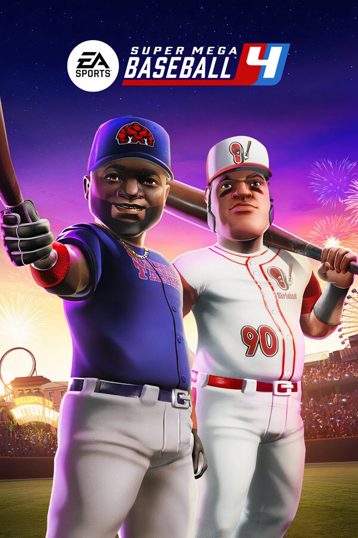 Tổng quan giao diện và lối chơi đặc trưng của Super Mega Baseball 4 với các nhân vật hoạt hình vui nhộn