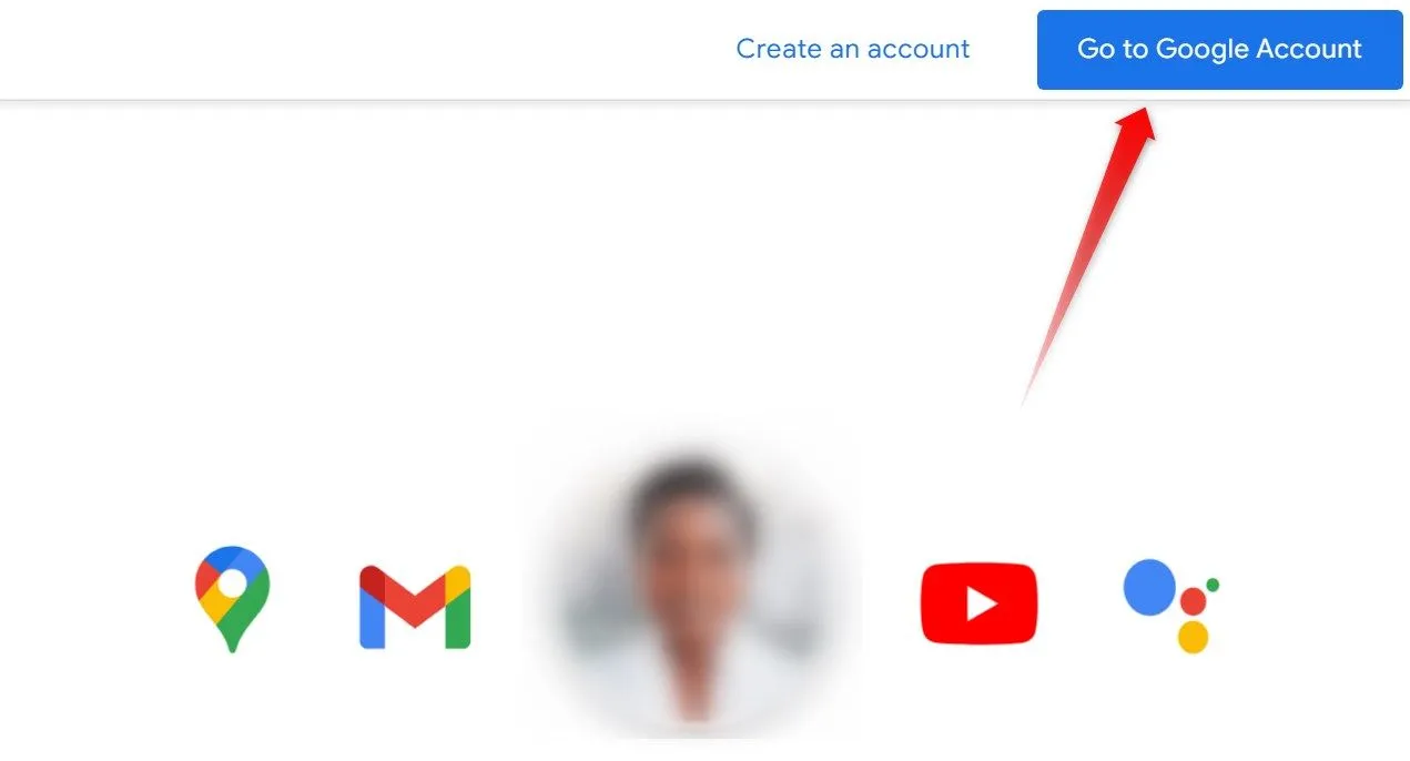Truy cập trang tài khoản Google từ giao diện chính