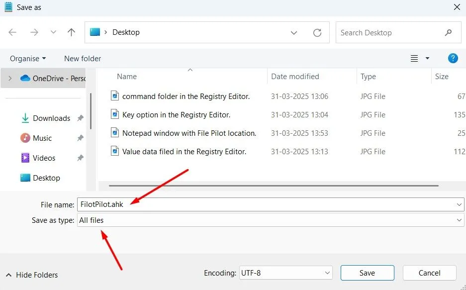 Tùy chọn lưu tệp script AutoHotkey (.ahk) cho phím tắt Win+E
