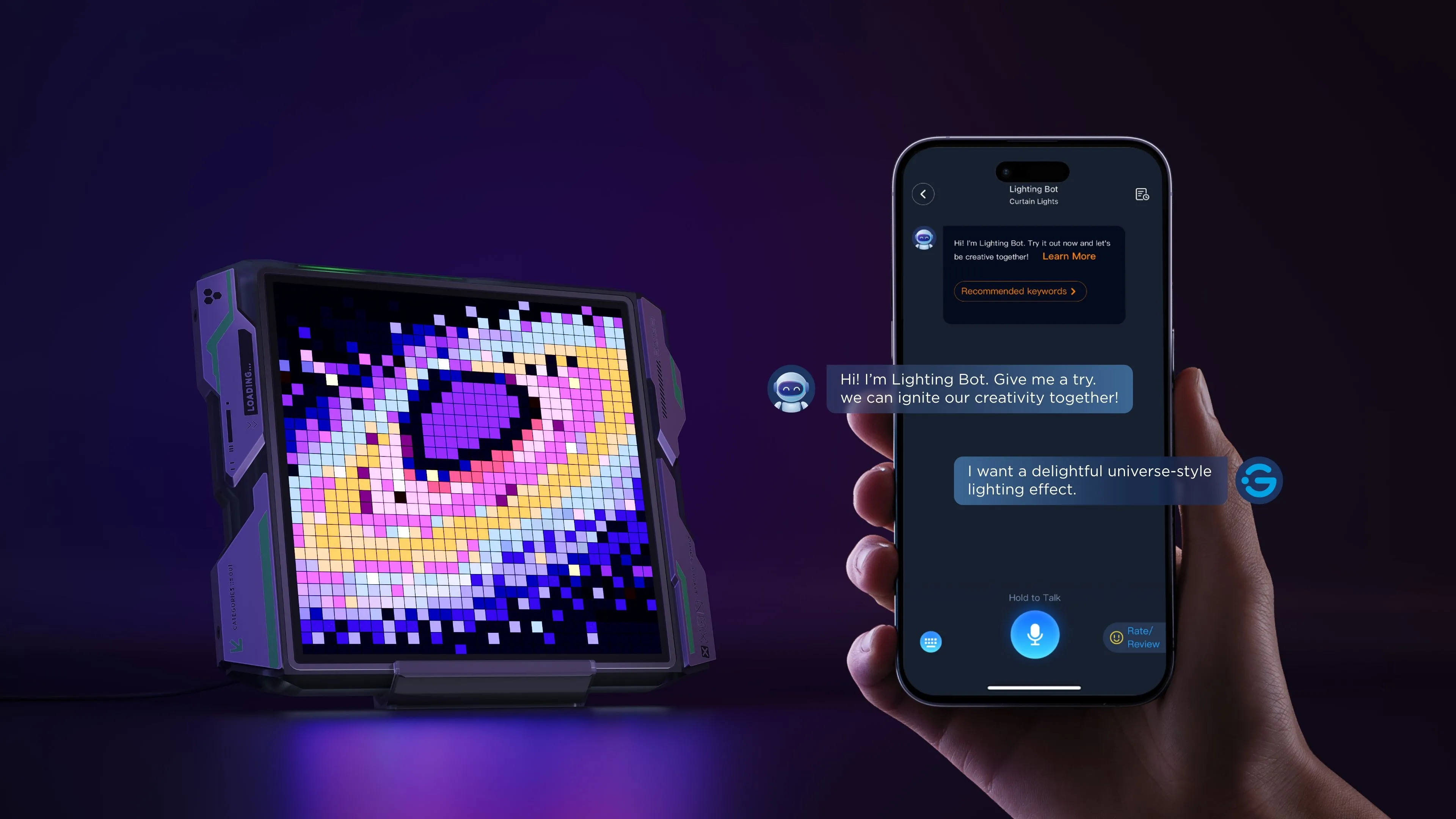 Ứng dụng Govee trên điện thoại, giao diện điều khiển đèn Gaming Pixel Light