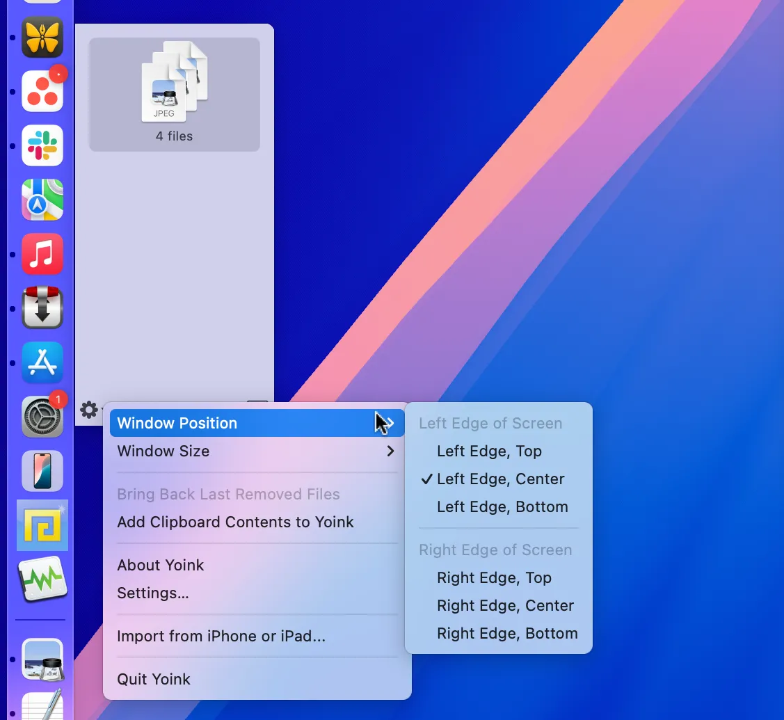 Yoink kệ đỡ tệp tin ảo giúp quản lý file trên Mac